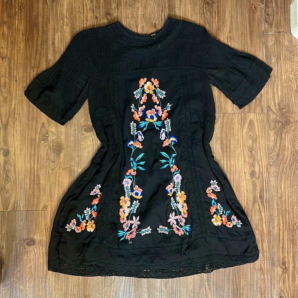 FREE PEOPLE - EMBROIDERED COTTON DRESS
